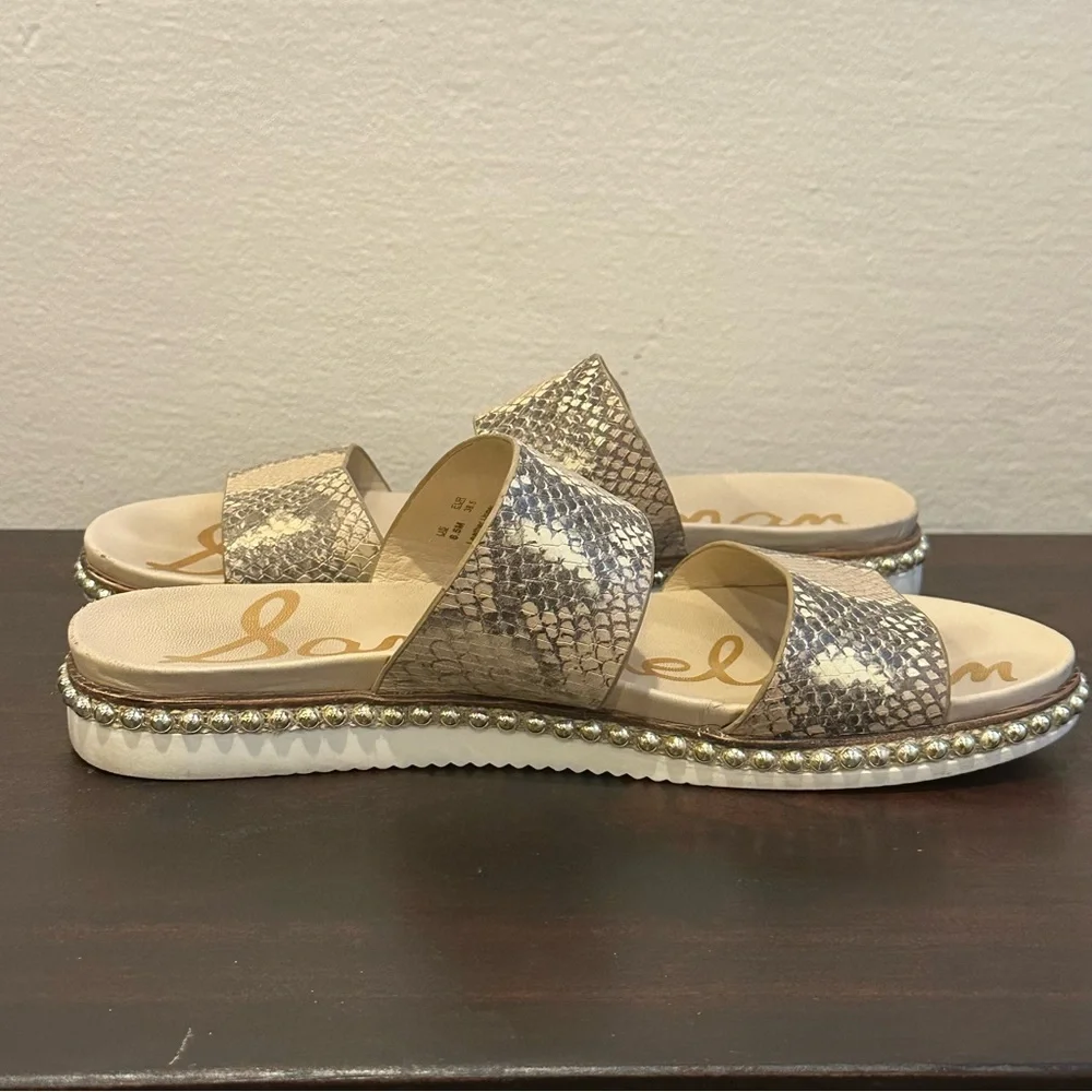 Sam Edelman Size 8.5 Chunky Flatform Open Toe Slide Snakeskin Strappy Sandal - Picture 9 of 16